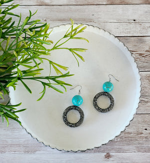 Turquoise & Rhinestone Earrings
