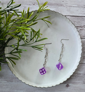 Purple Dice Earrings