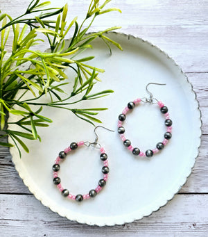 Pink/Silver Hoops