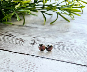 Natural Rhodonite Earring Studs