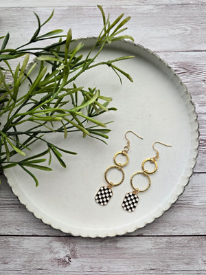 Checkered Hexagon Earrings