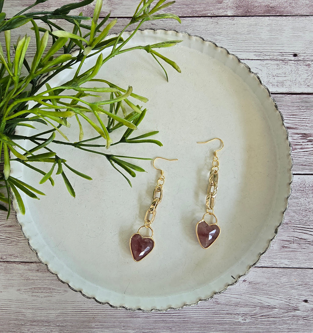Amethyst Heart Earrings