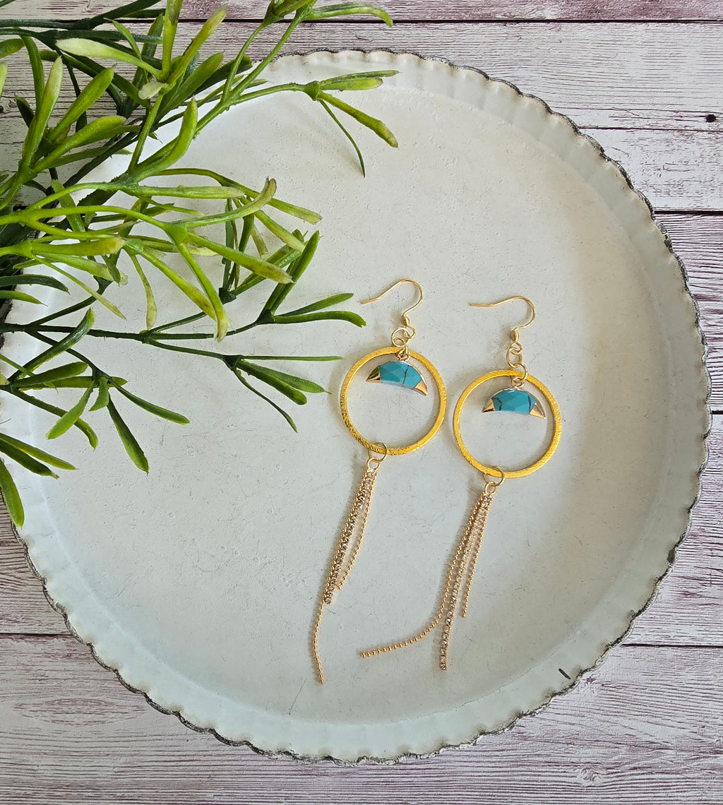 Howlite Turquoise Tasssl Earrings
