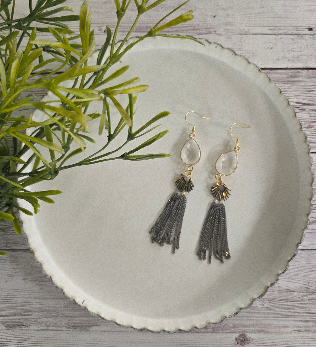 Charcoal Tassel Earrings