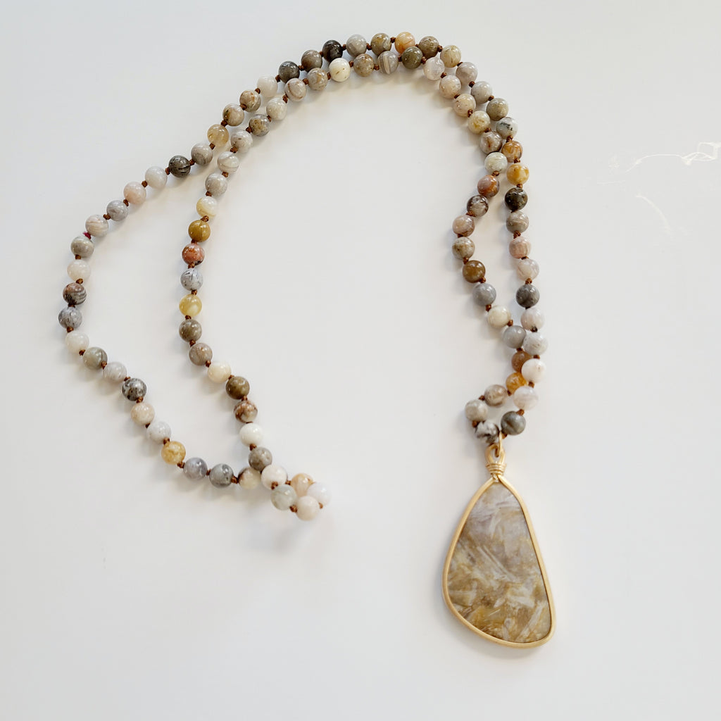Agate & Bamboo Necklace
